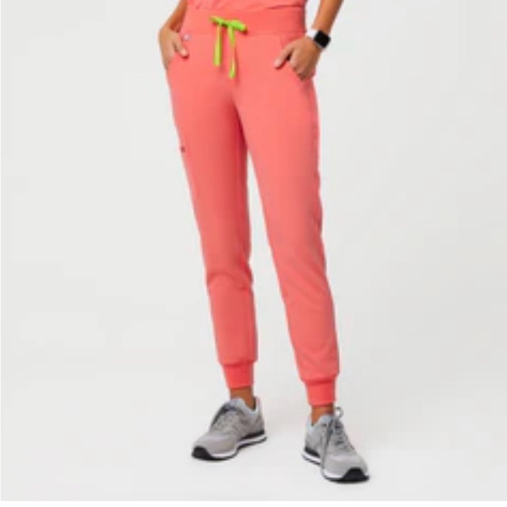 Figs Zamora Jogger Scrubs, hot coral